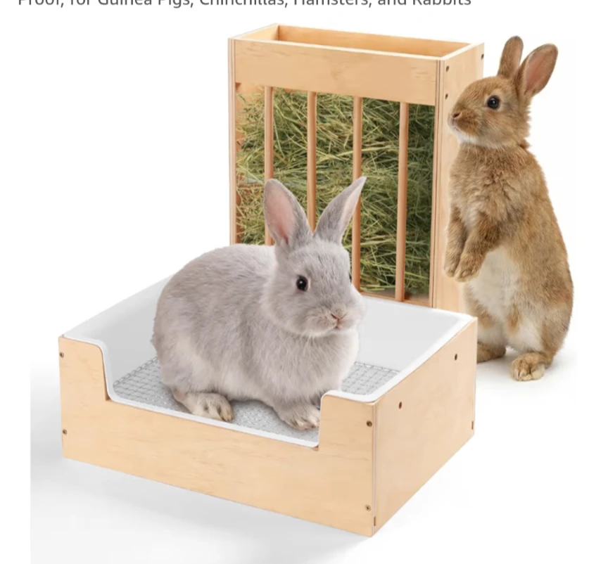 Small Animal Litter Box & Hay Feeder Set x2 - photo 2