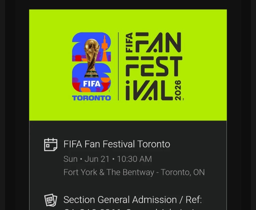 FIFA Fan Festival Toronto Ticket ⚽ TODAY