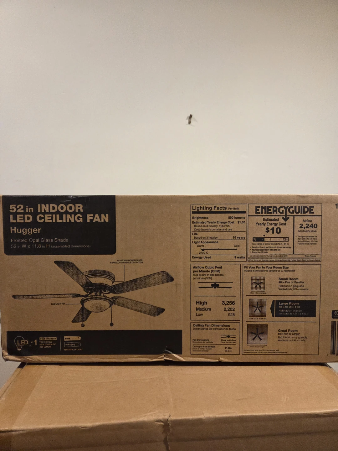 52 in. Indoor LED Ceiling Fan - Hugger