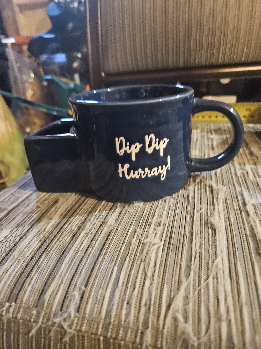 Navy Blue "Dip Dip Hurray!" Mug with Snack Holder - photo 2