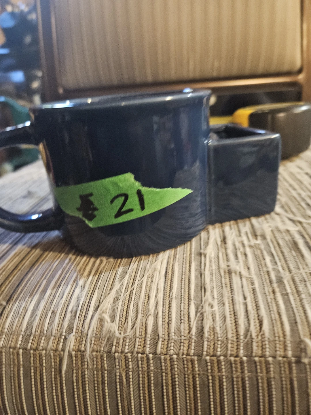Navy Blue "Dip Dip Hurray!" Mug with Snack Holder - photo 4
