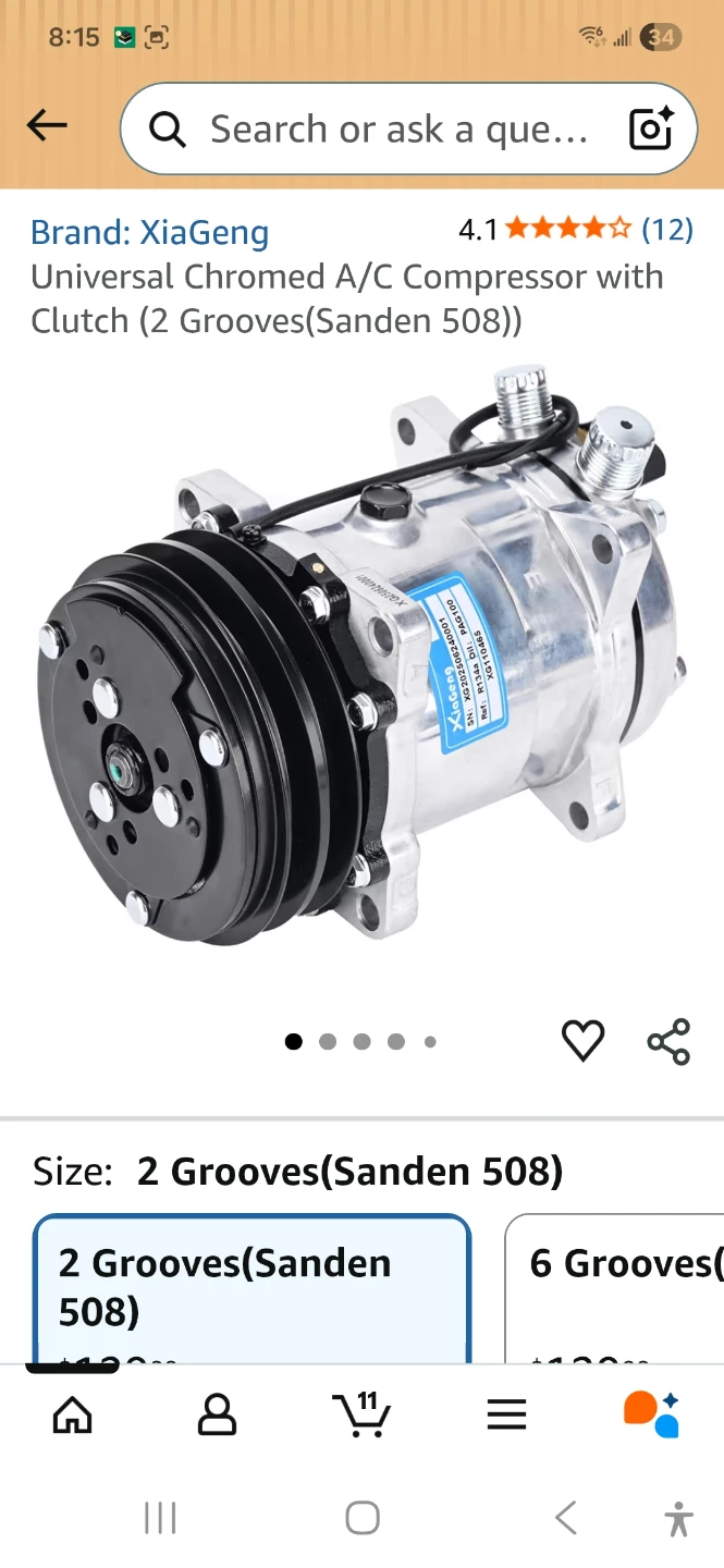 Universal Chrome A/C Compressor with Clutch