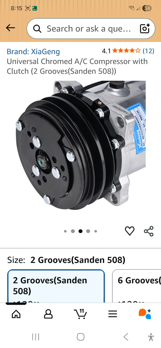 Universal Chrome A/C Compressor with Clutch - photo 2