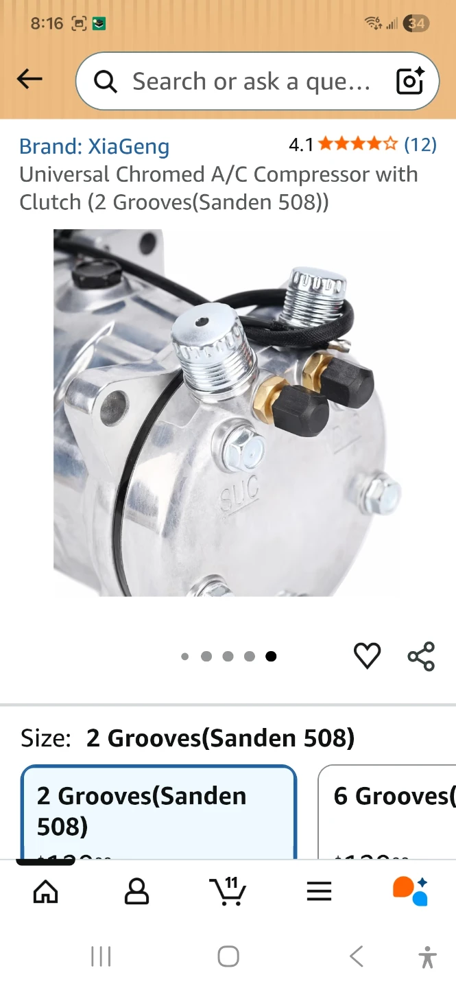 Universal Chrome A/C Compressor with Clutch - photo 4