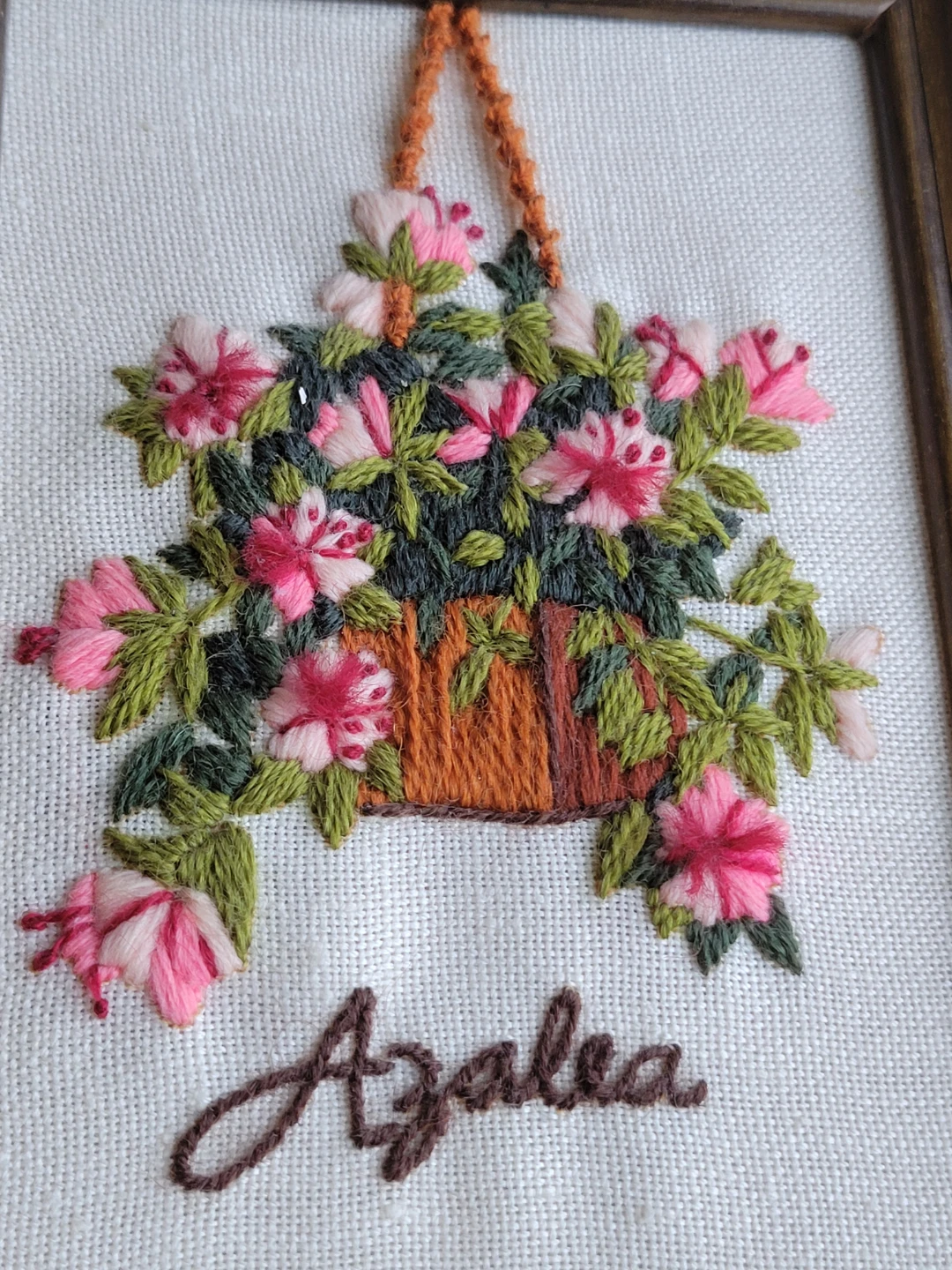 Vintage Floral Crewel  Embroidery Art - Azalea & African Violet - photo 2