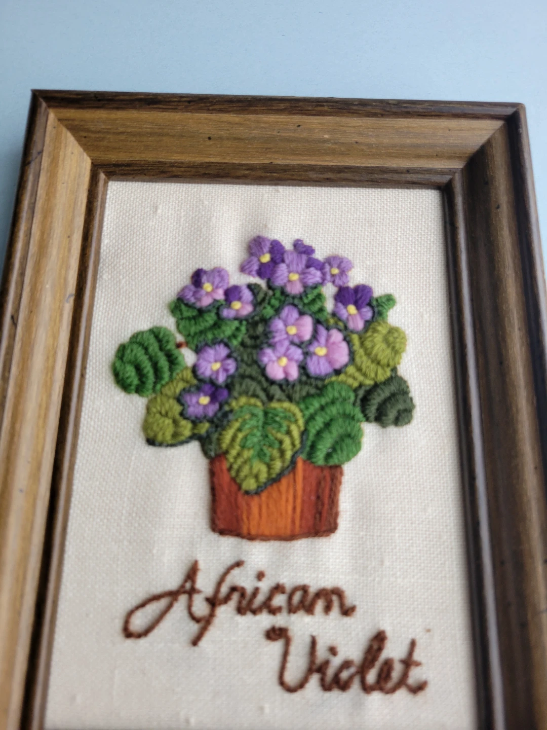 Vintage Floral Crewel  Embroidery Art - Azalea & African Violet - photo 4