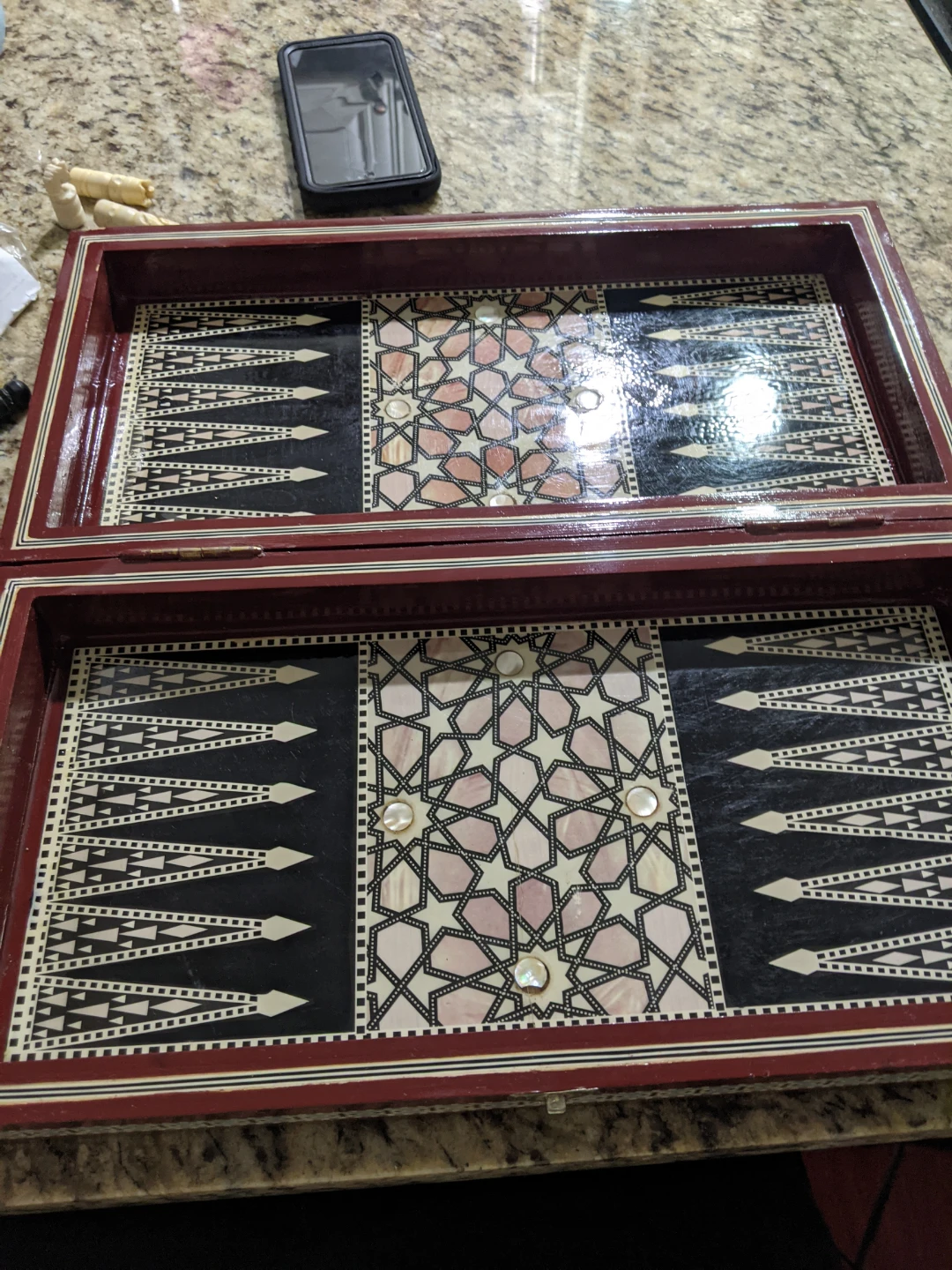 VintageMother Of Pearl Inlaid Chess & Backgammon Board Set - photo 3