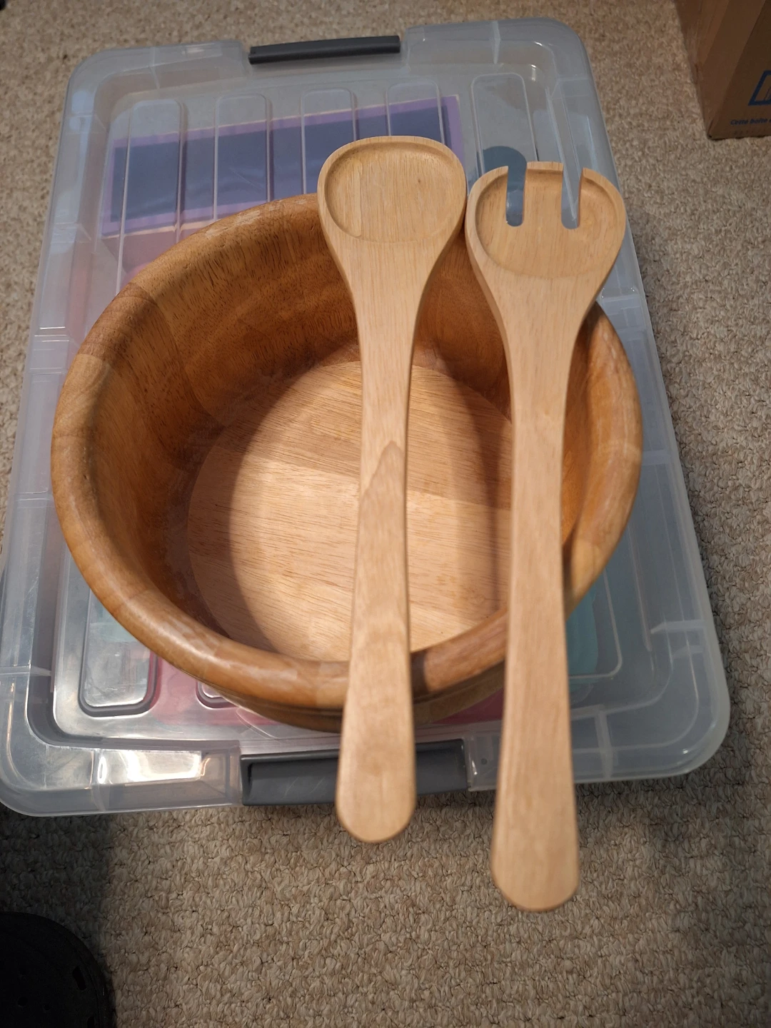 Wooden Salad Bowl with Servers - photo 2