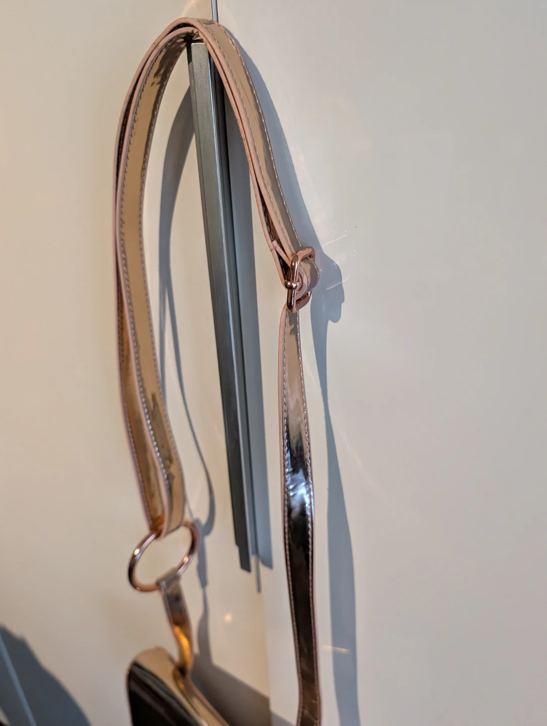 Metallic Rose Gold Semi-Circle Adjustable Strap Purse - photo 4