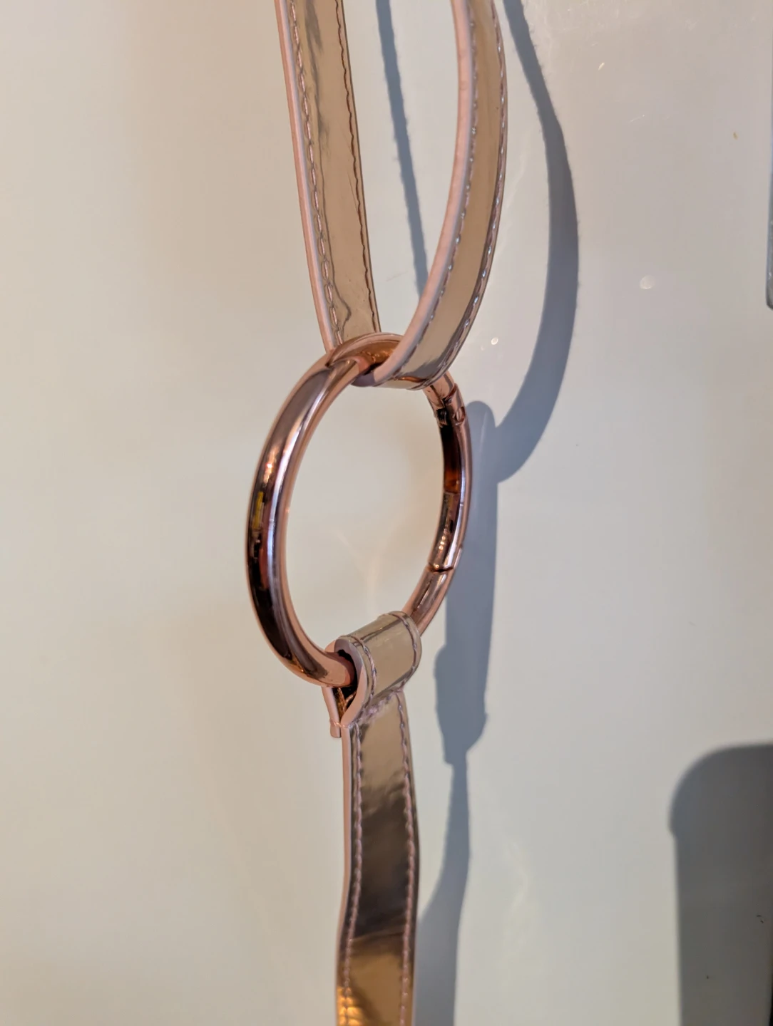 Metallic Rose Gold Semi-Circle Adjustable Strap Purse - photo 5