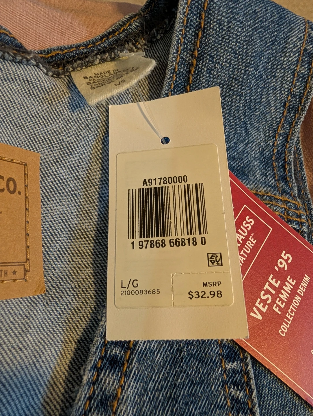 Levi's Signature Denim Vest - Size L - photo 3