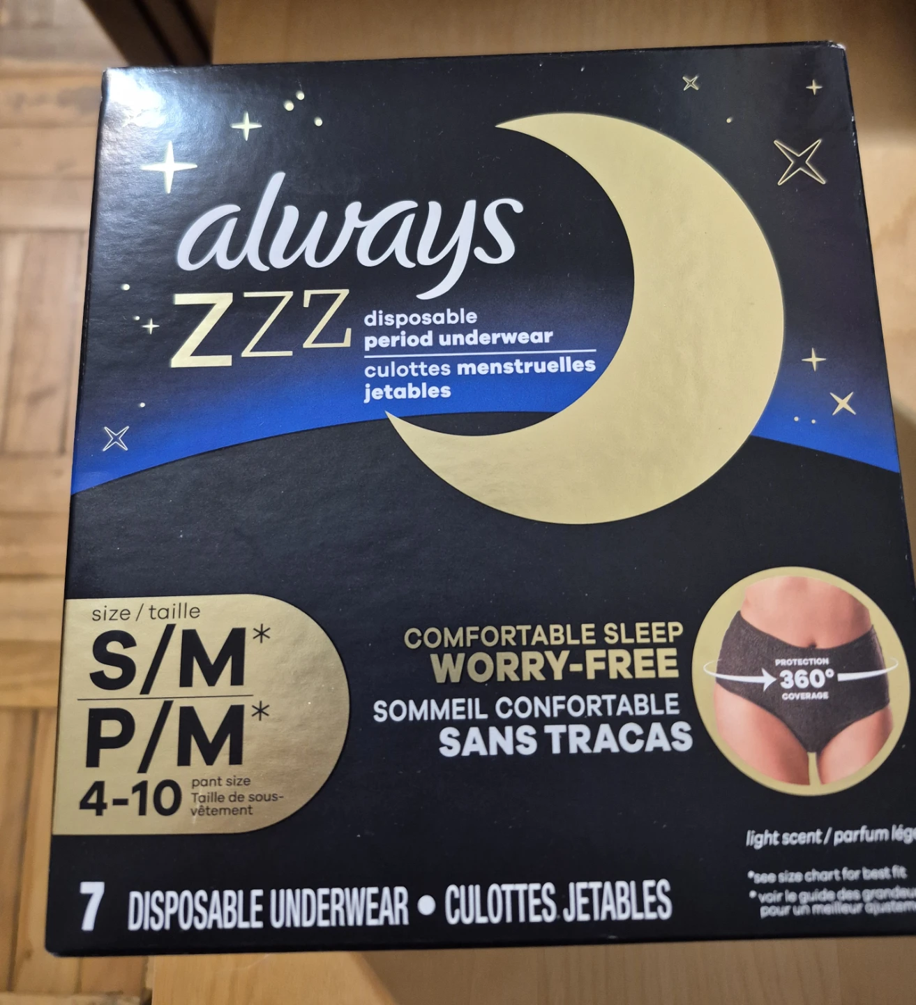 BNIB)Always ZZZ Disposable Period Underwear S/M (4-10)