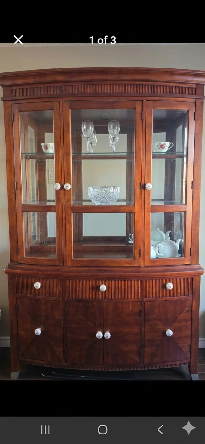 Wooden China Cabinet with Glass Doors - photo 2
