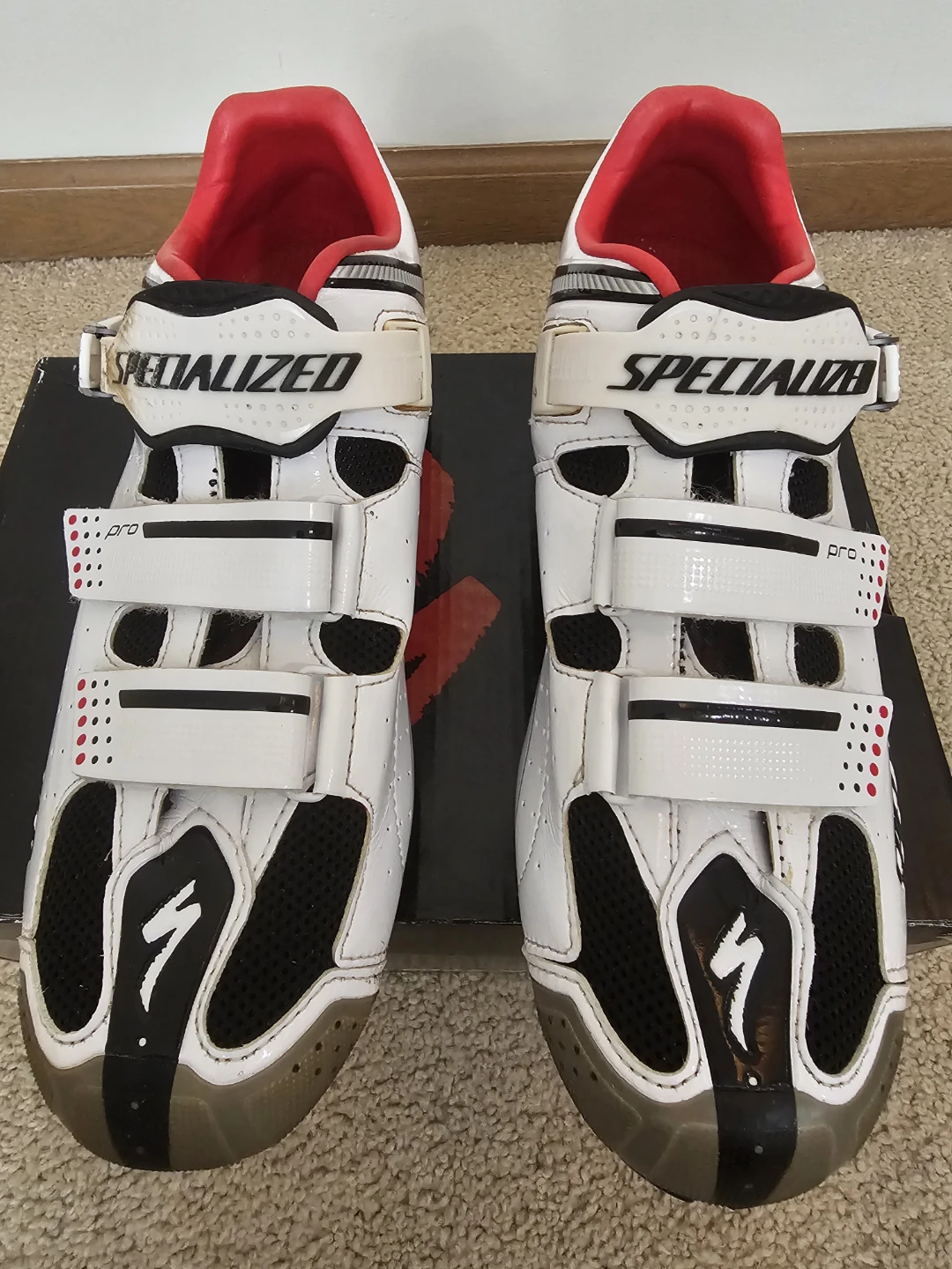 Used Specialzed PRO Mtb Shoe-White/Red/Black Size 11 - photo 2