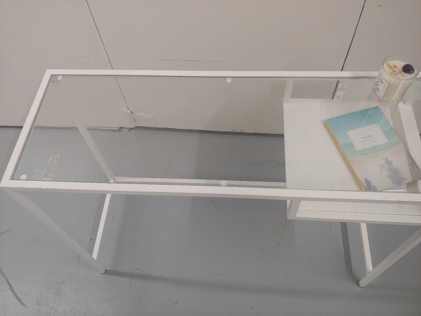 Ikea White Metal Frame Glass Top Desk - photo 2