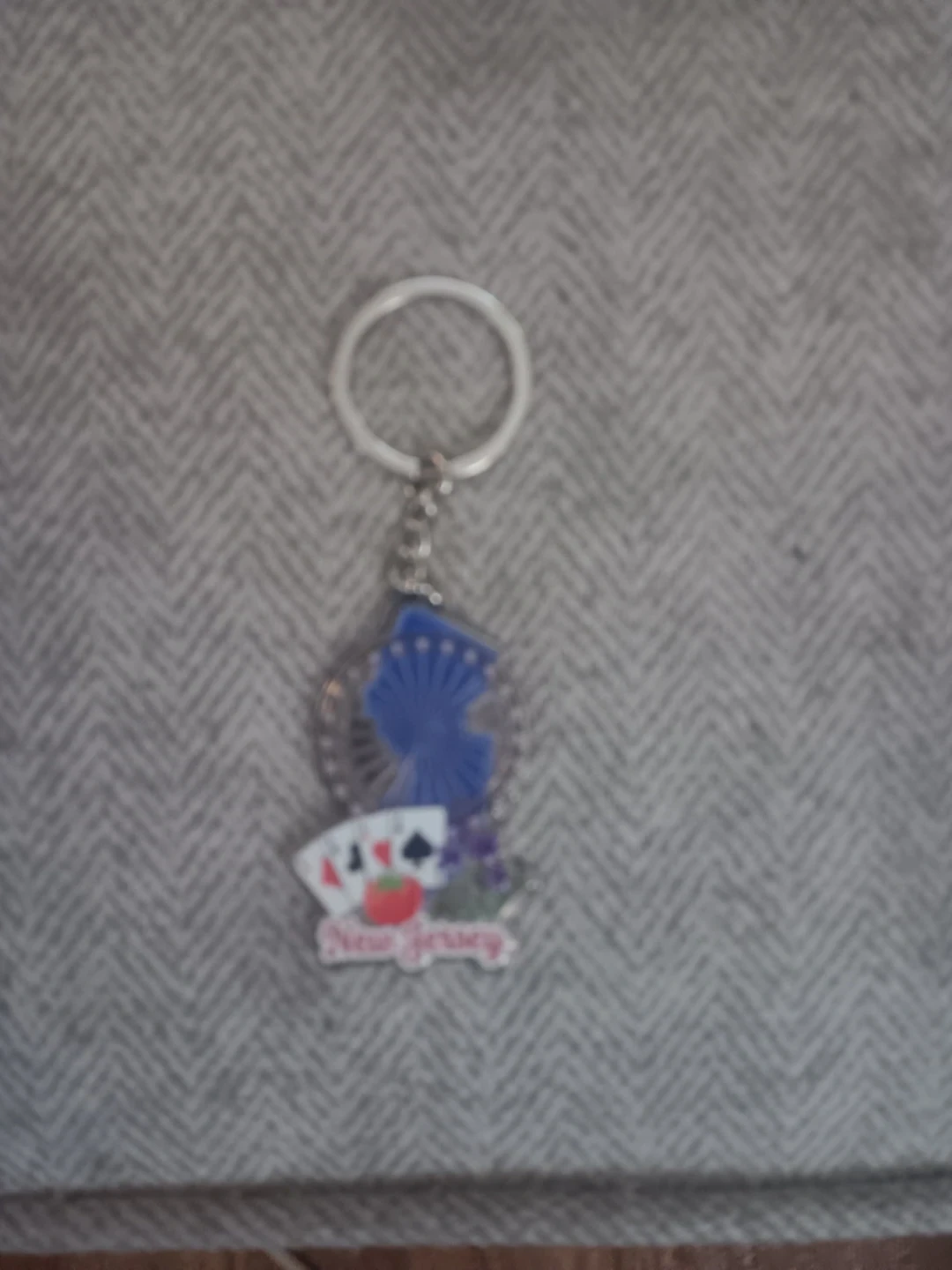 New Jersey Keychain with Card Symbols