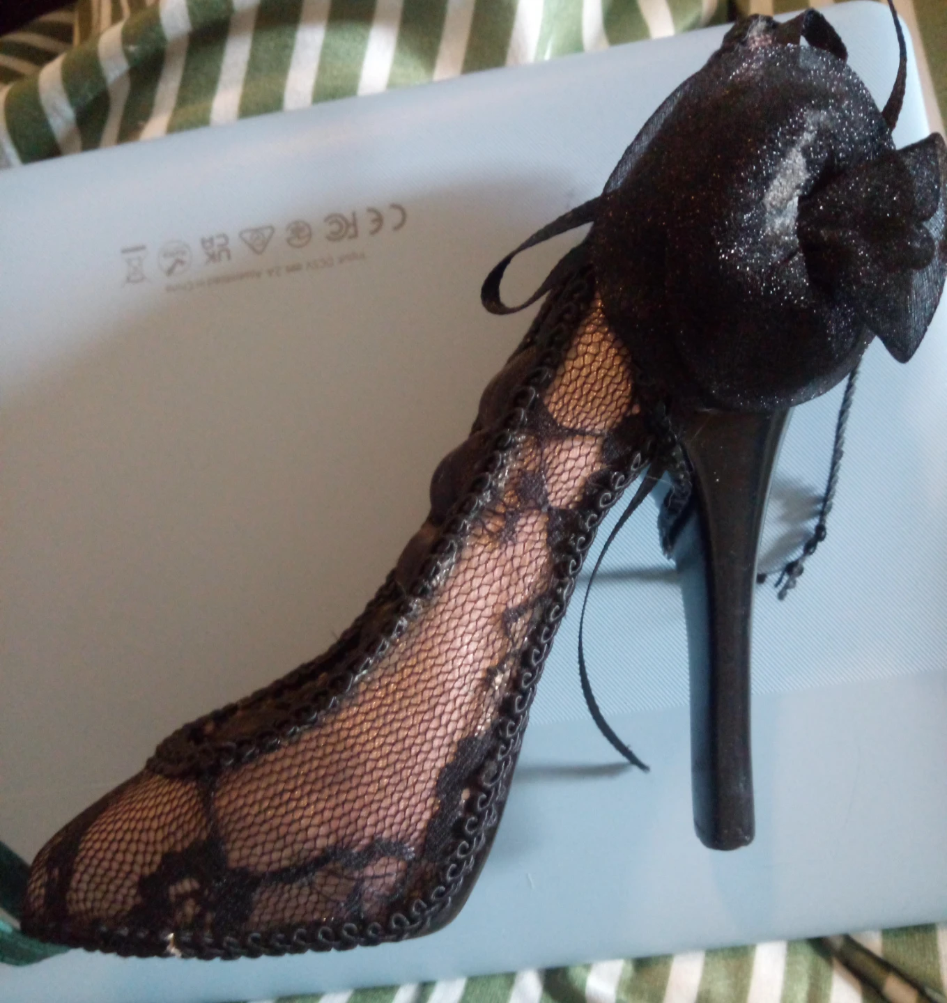 Black Lace High Heel Shoe