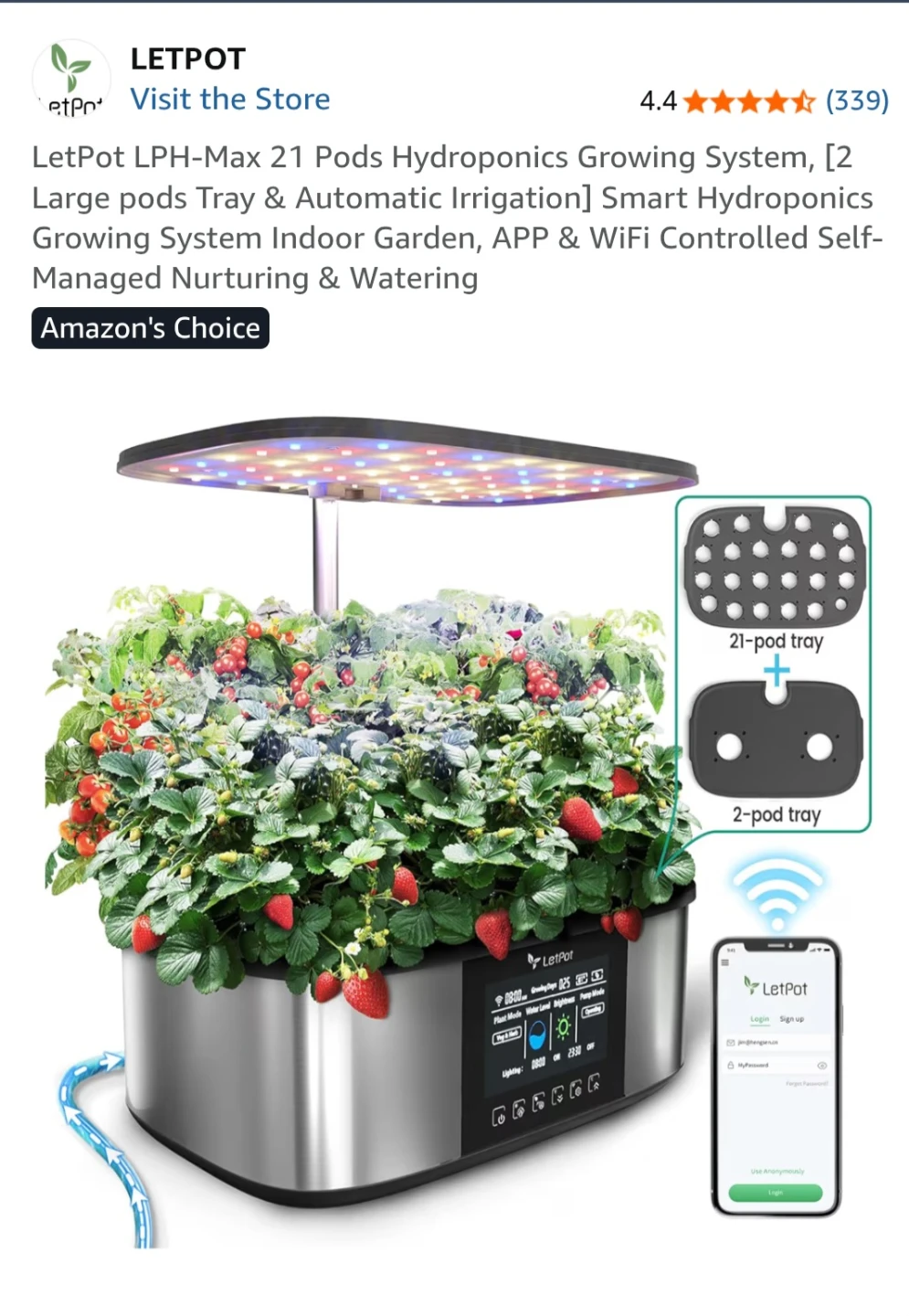 LetPot LPH-Max 21 Pods Hydroponics Growing System