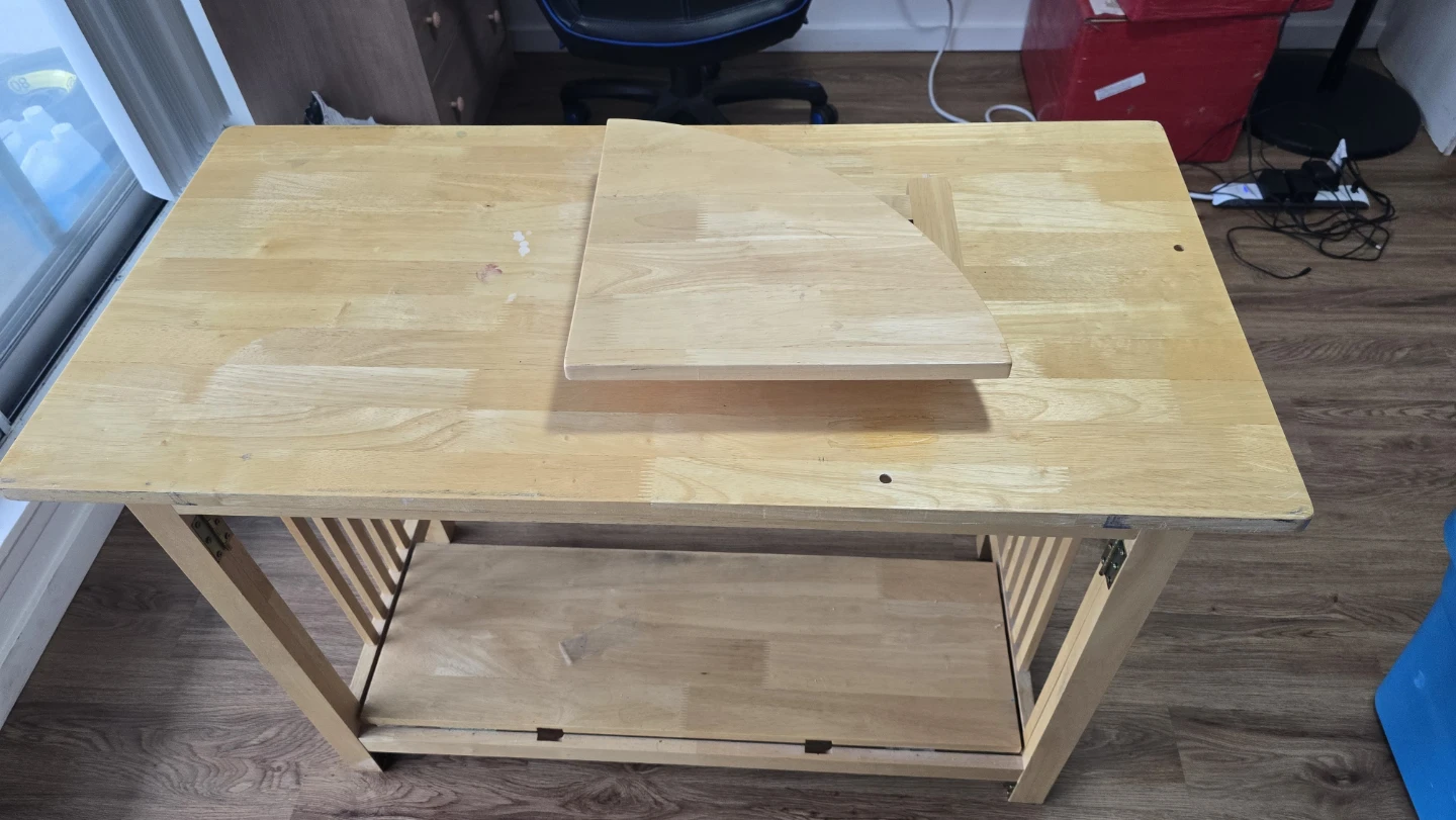 Wooden Folding Table with Shelf - photo 2
