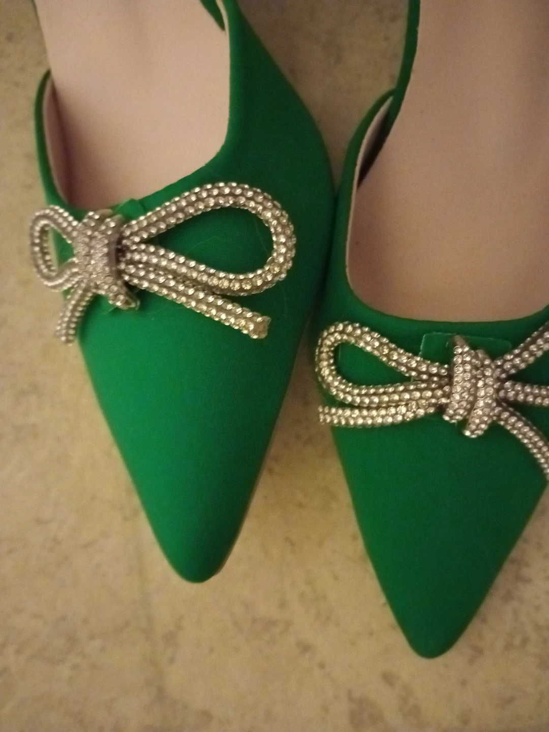 Green heels with bows