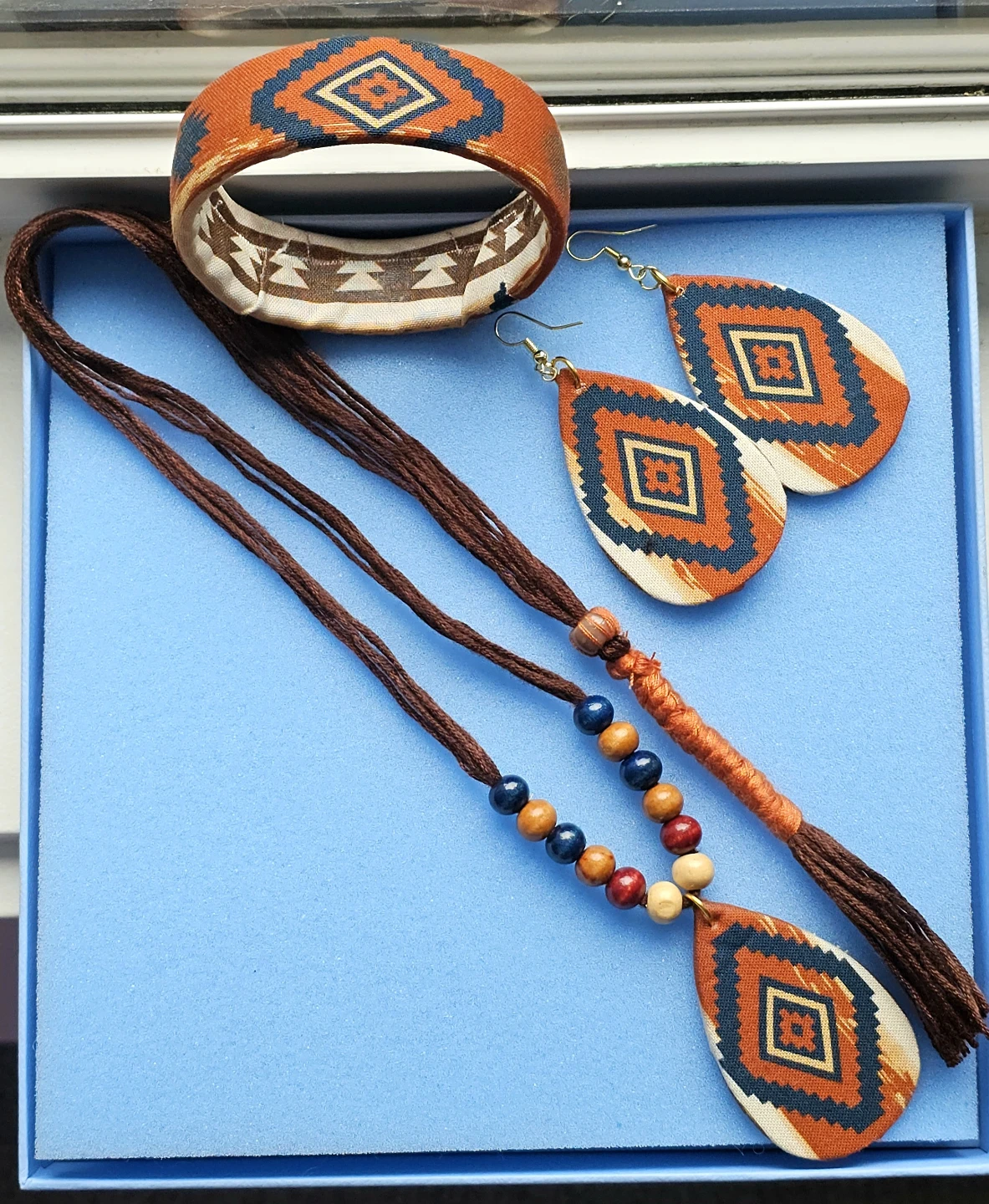 3-Piece Southwest Pattern Fabric Jewelry Set.