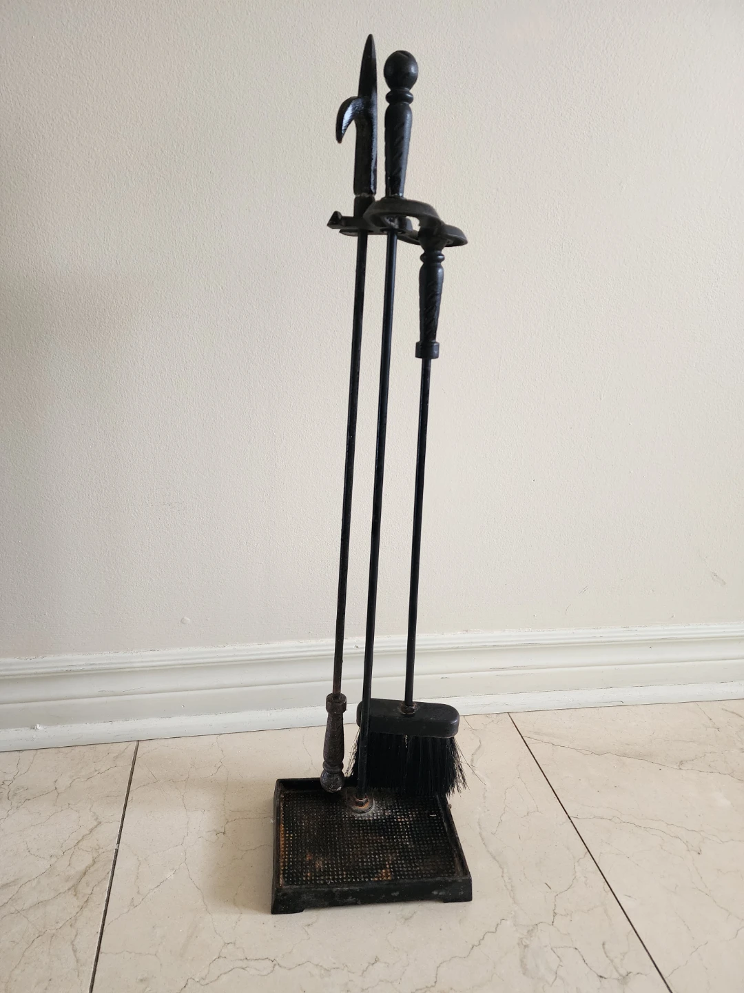 Vintage Fireplace Tool Set with Stand