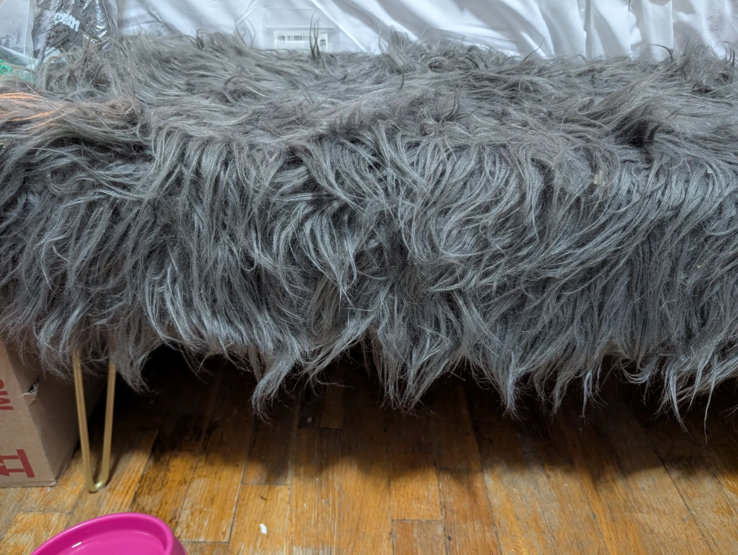 Faux Fur Bench with Gold Legs - photo 2