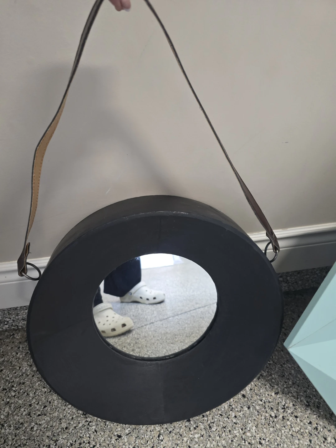 Round Mirror with Leather Strap