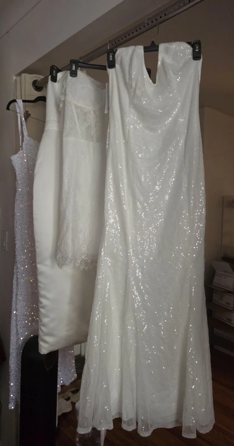 Sparkly White Sequin Evening Gown. Sz 10