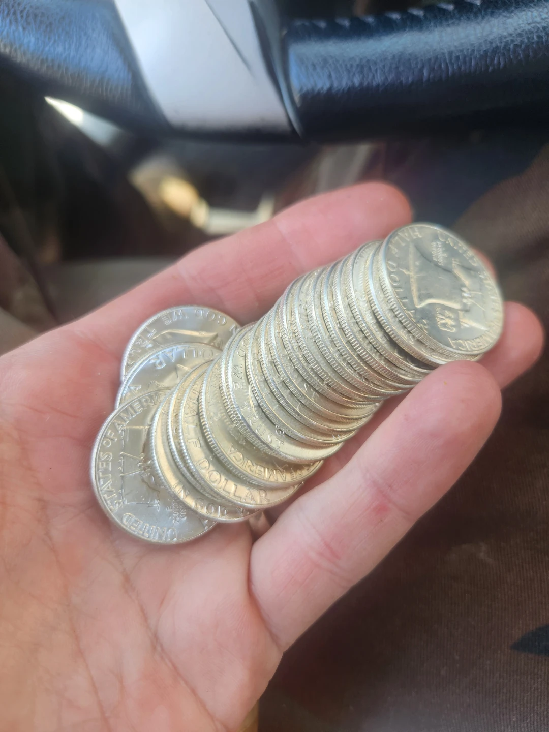 Uncirculated 5 rolls (98) of 1963 Franklin Half Dollar Coins