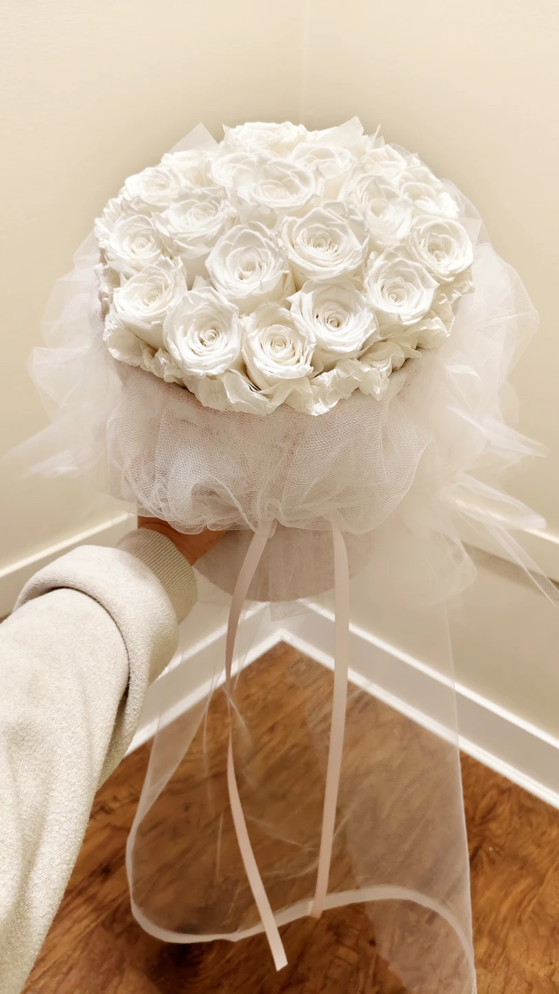 White Preserved Roses Bouquet