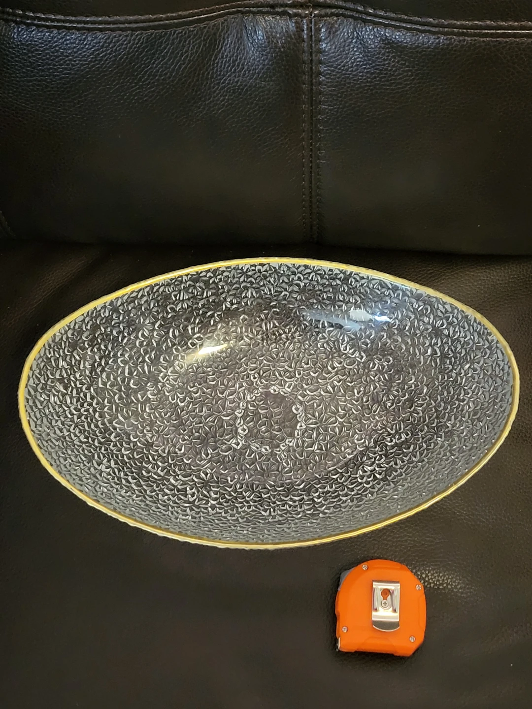 Vintage Textured Oval Glass Serving Bowl - photo 3
