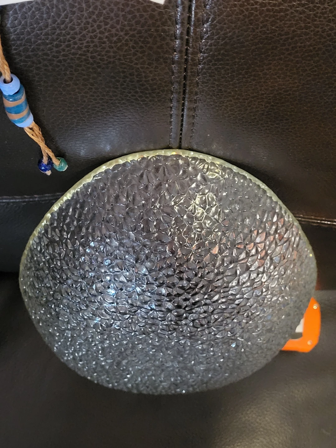Vintage Textured Oval Glass Serving Bowl - photo 5