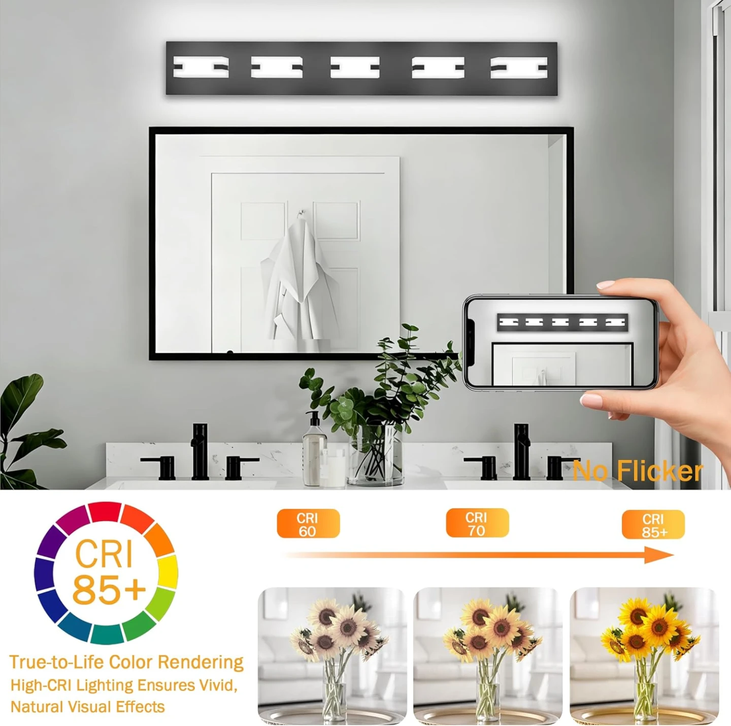 NOVELUX Vanity Light Black 5-Light Fixture - photo 4