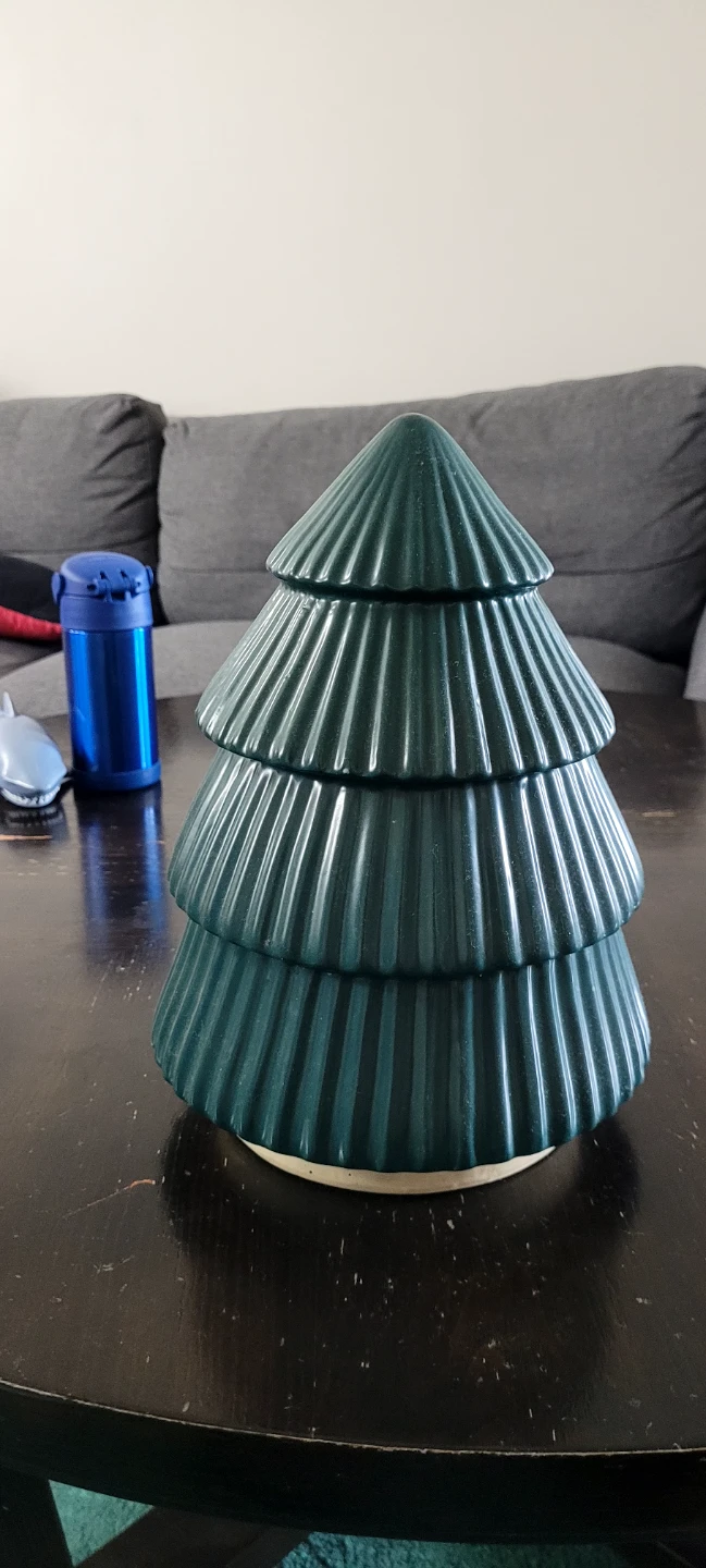 Green Christmas Tree Ceramic Jar