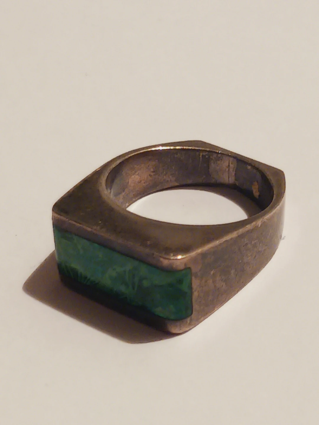 Sterling Silver Stamped 925 Israel Malachite Stone Ring. 8. - photo 3