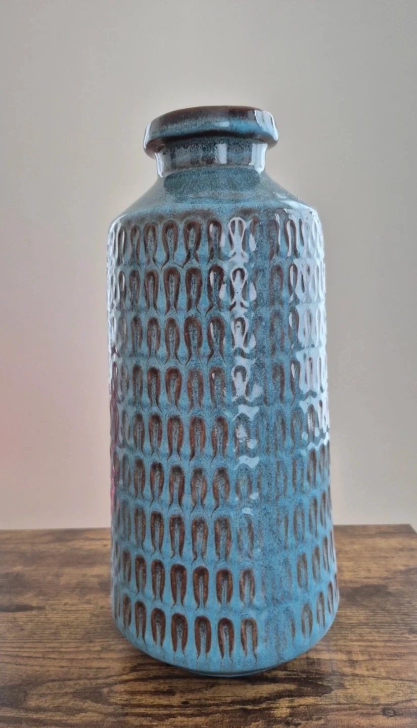 West Elm Blue Textured Ceramic Vase