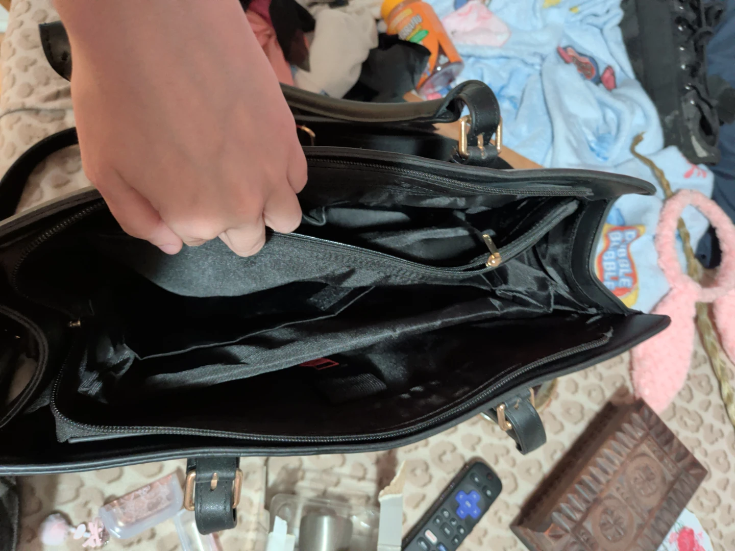 Black Faux Leather Tote Bag - photo 4