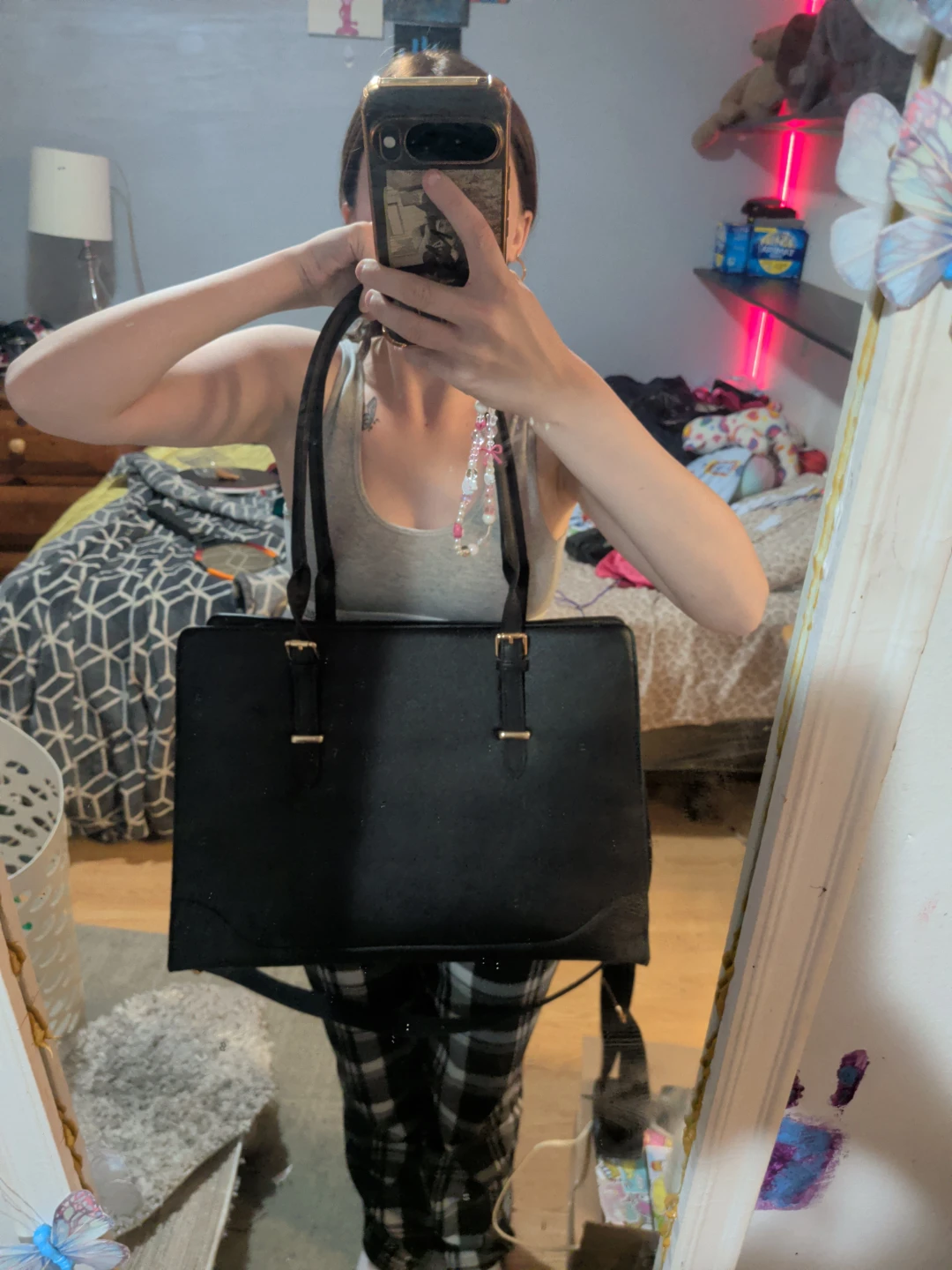 Black Faux Leather Tote Bag - photo 5