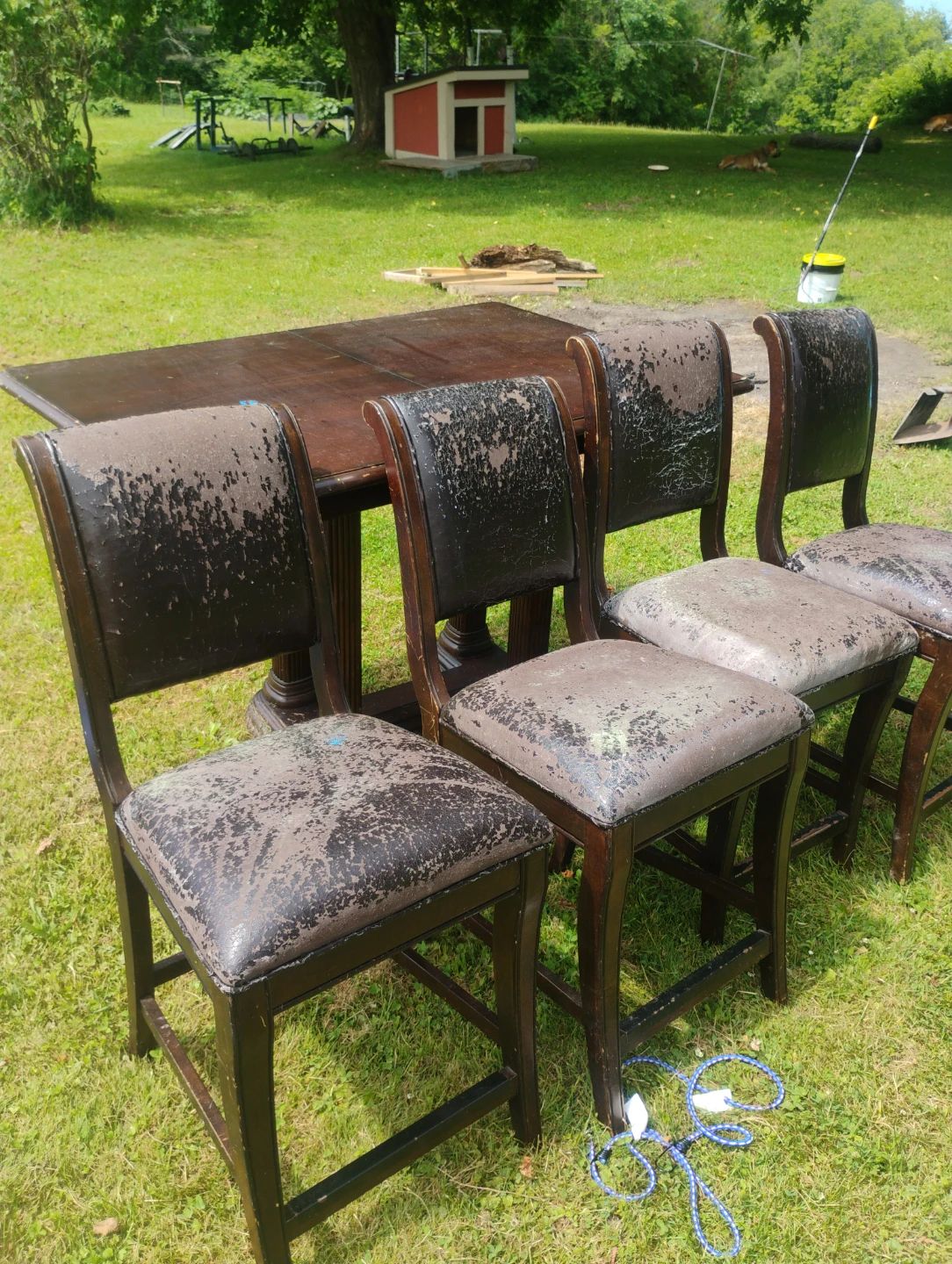 Dark Wood Dining Table with 4 Chairs