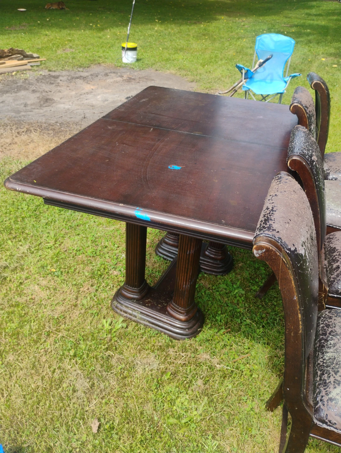 Dark Wood Dining Table with 4 Chairs - photo 2