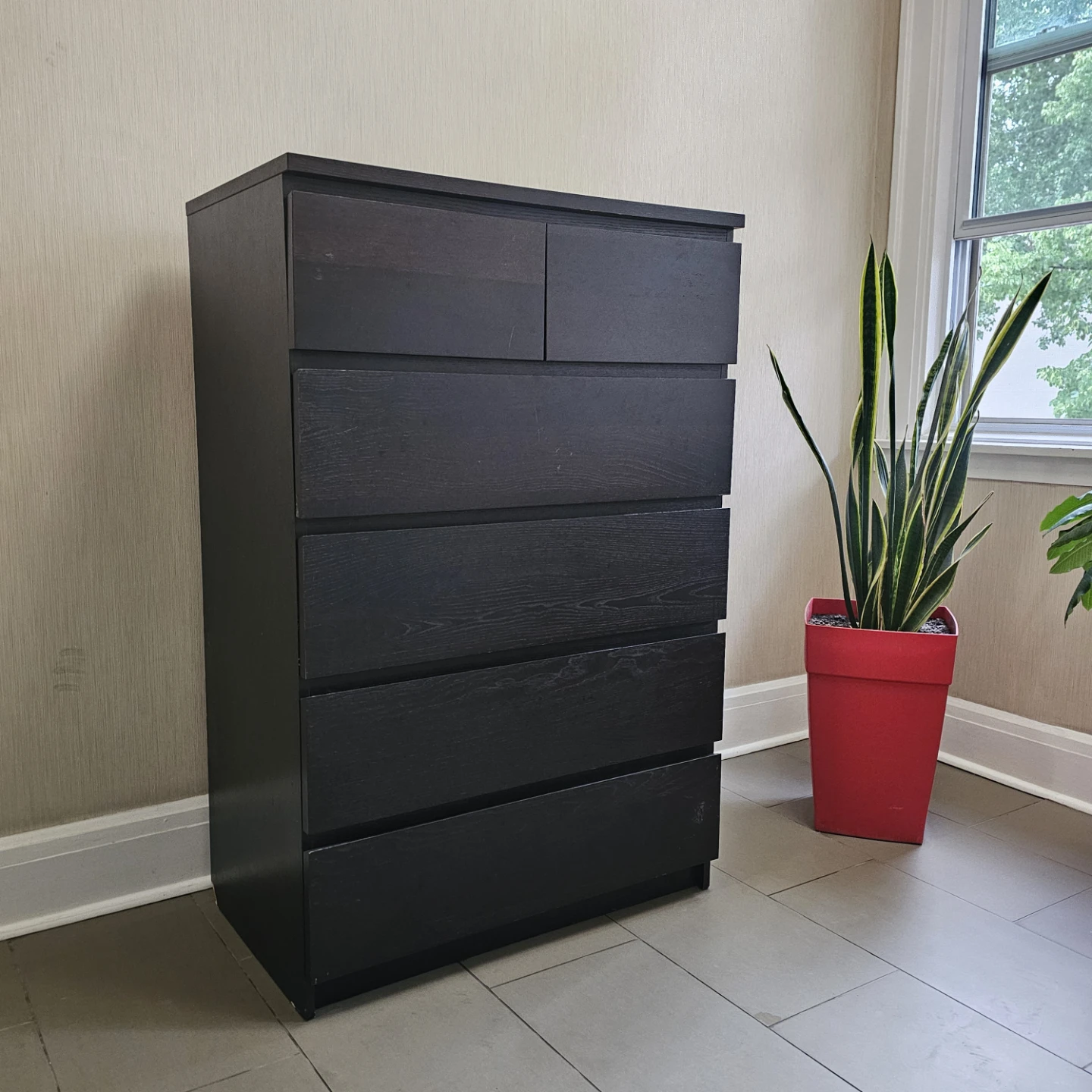 Delivery Available: Malm Dresser 6 Drawer