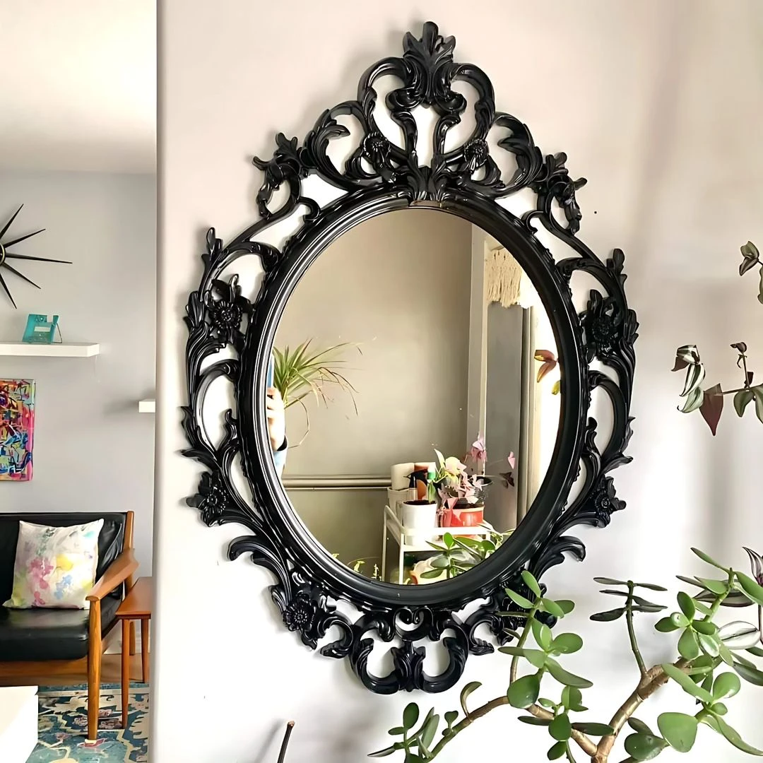 IKEA Ung Drill Mirror Oval Black