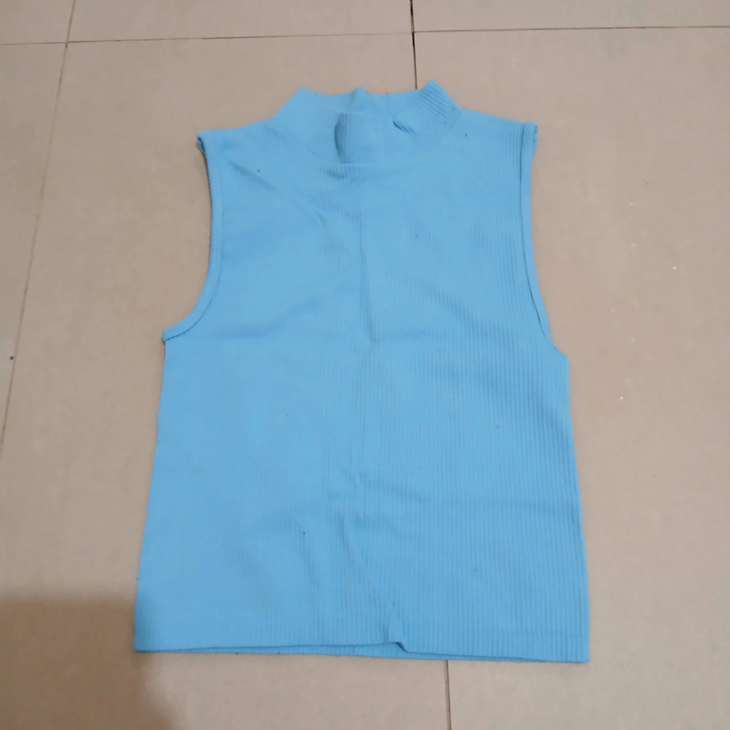 ⚽ Blue Sleeveless Mock Neck Top