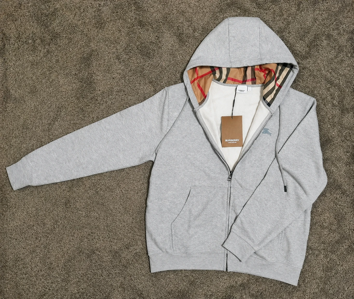 Burberry Grey Zip-Up Hoodie