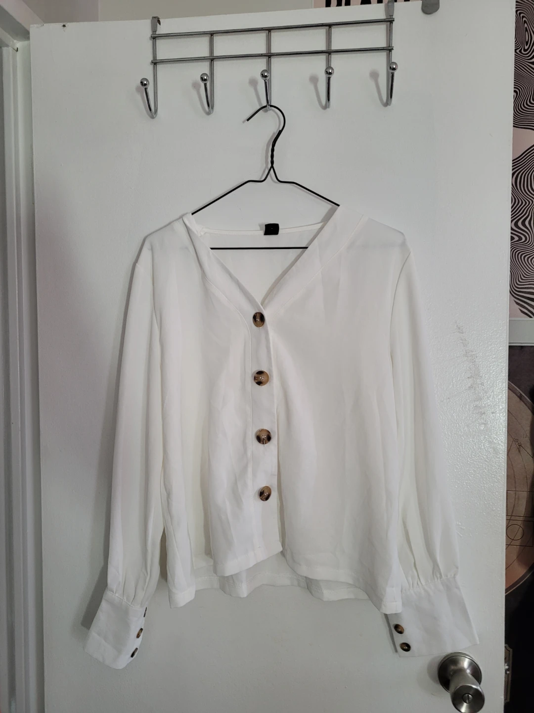 White V-Neck Blouse