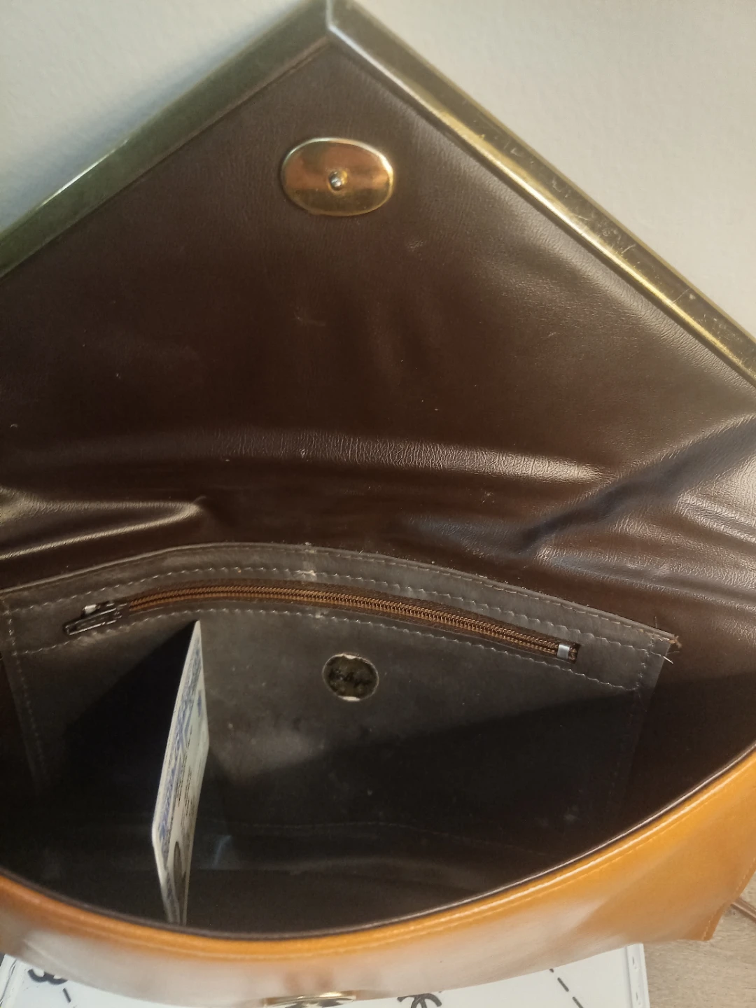 ​🤎 Vintage Calego Camel Leather Envelope Clutch ✨ - photo 4