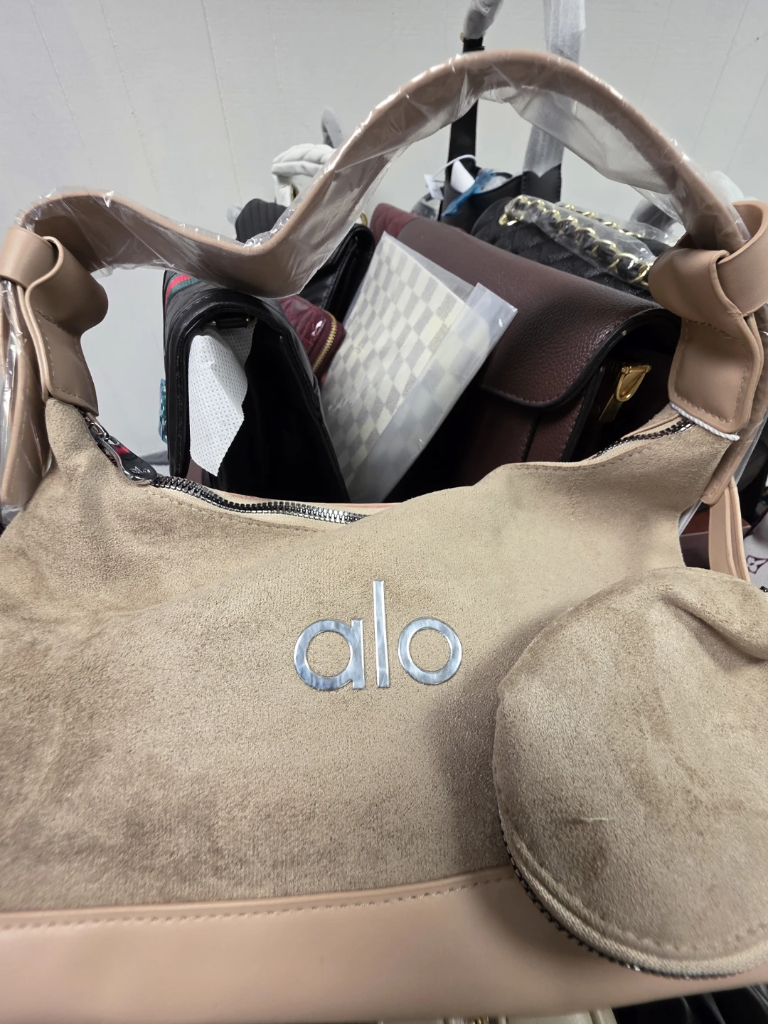 ALO Beige Suede Hobo Bag with Coin Pouch - photo 2