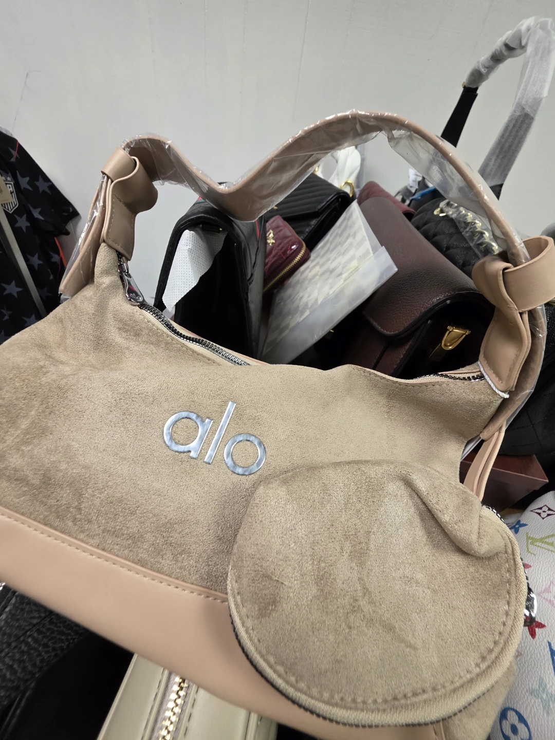 ALO Beige Suede Hobo Bag with Coin Pouch - photo 3
