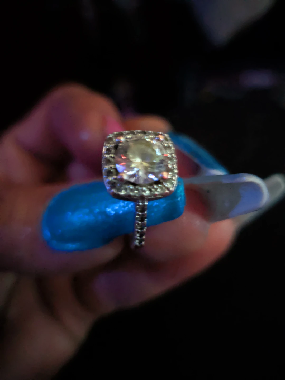 Sparkling Cushion Cut Halo Ring